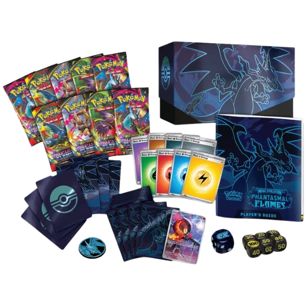 Pokemon-TCG-Mega-Evoltion-Phantasmal-Flames-Elite-Trainer-Box-inhoud.webp